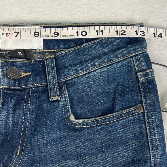 Current Elliott The Fan Kick Jeans Medium Wash (Brush) Fray Hem Size 25 NWT - Picture 5 of 12